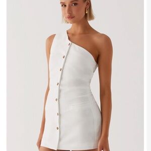 White One-Shoulder Mini Dress